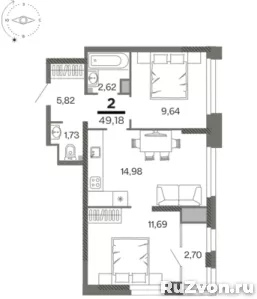 Квартира 49.18 кв.м, этаж 10/26 фото 1