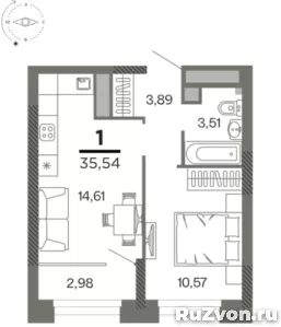 Квартира 35.54 кв.м, этаж 10/26 фото