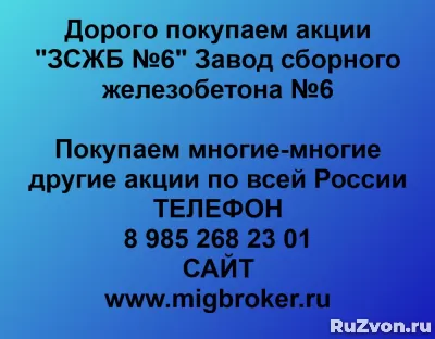 Покупка акций «ЗСЖБ № 6 Завод сборного железобетона № 6» фото