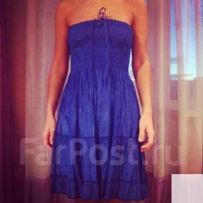Сарафан новый 44 46 м размер синий клеш летний платье на мор фото 2