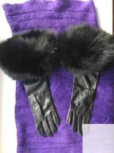 Перчатки новые versace италия кожа черные мех лиса песец дво фото 1