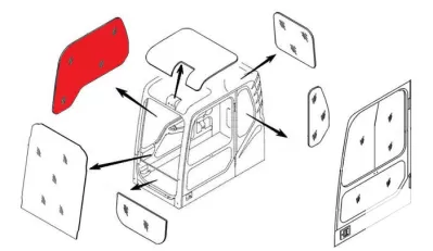 Стекло кабины правое (триплекс) 903-00072A DOOSAN / DAEWOO D фото