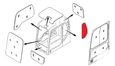 Стекло кабины левое за дверью (триплекс) 4651657 HITACHI сер фото